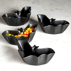 One Pottery Barn Halloween Bat Shaped Stoneware  Bowl